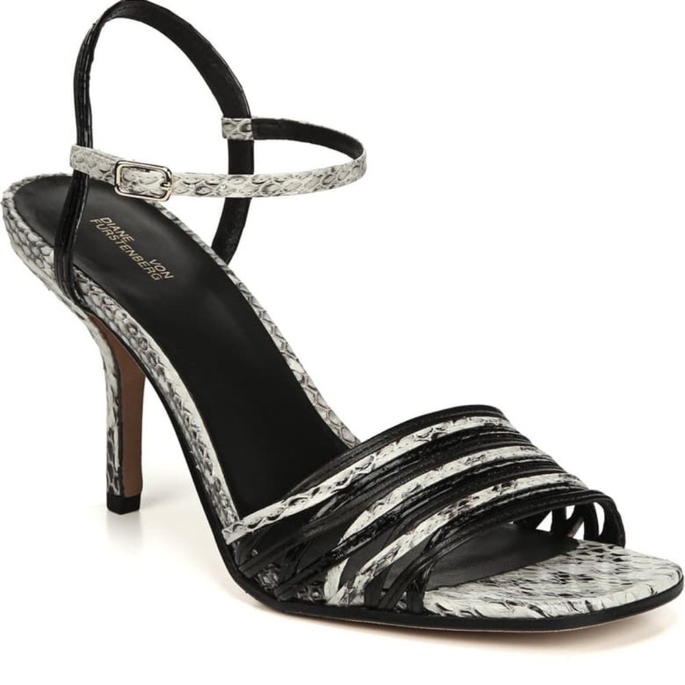DIANE VON FURSTENBERG Black Strappy Heels
